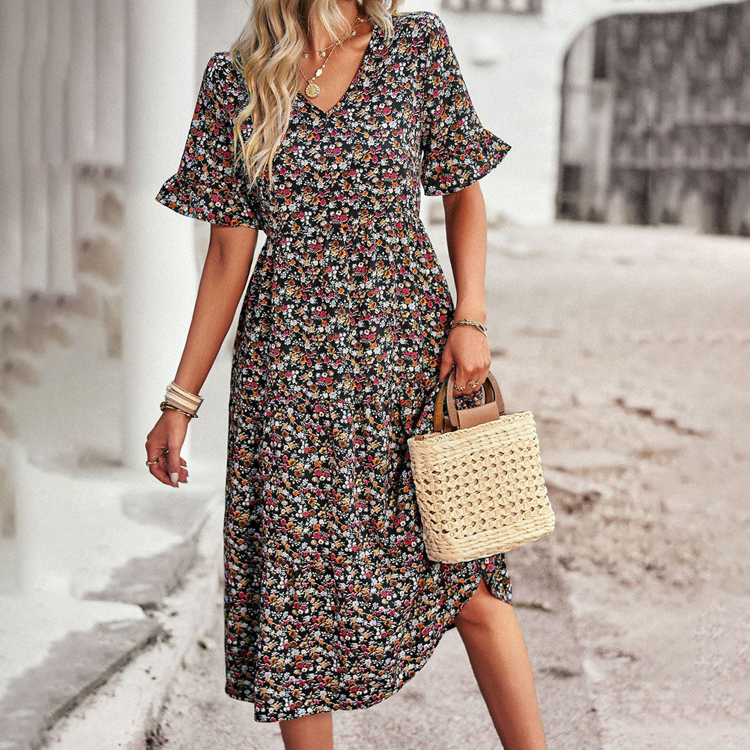 Nora Floral Summer Dress – Lightweight Polyester with Flattering Midi Fit 1