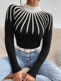 Alona Women’s Sweater – Ribbed Knit High Neck Slim Fit Pullover