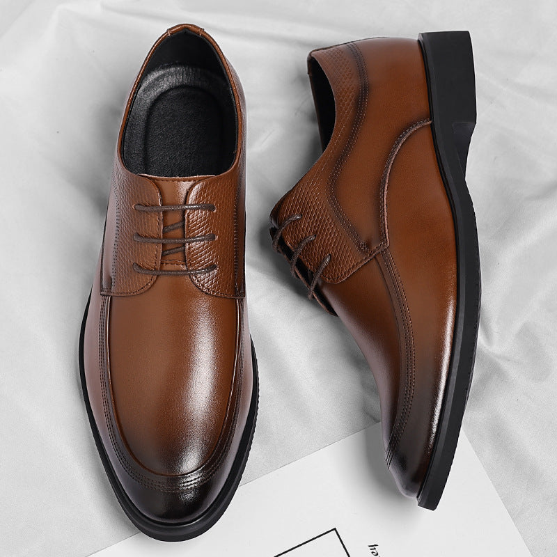 Julian Men’s Leather Dress Shoes – Genuine Leather Lace-Up Shoes with Cushioned Footbed