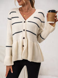 Mohaira Women’s Cardigan – Striped Knit Button-Up Cardigan