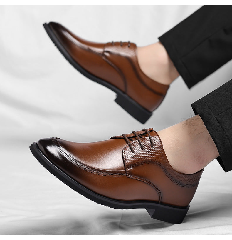 Julian Men’s Leather Dress Shoes – Genuine Leather Lace-Up Shoes with Cushioned Footbed