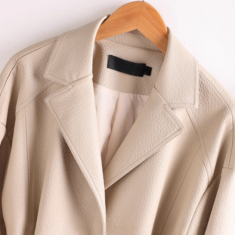 Bea Women’s Sheepskin Leather Jacket – Retro Belted Outerwear