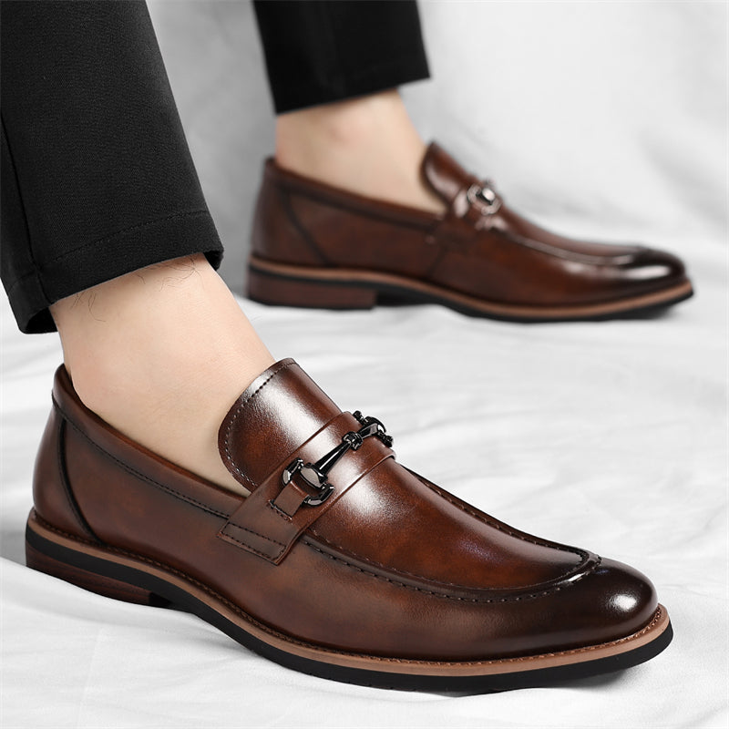 Patrick Men’s Leather Loafers – Italian Leather Slip-On Dress Shoes with Cushioned Footbed