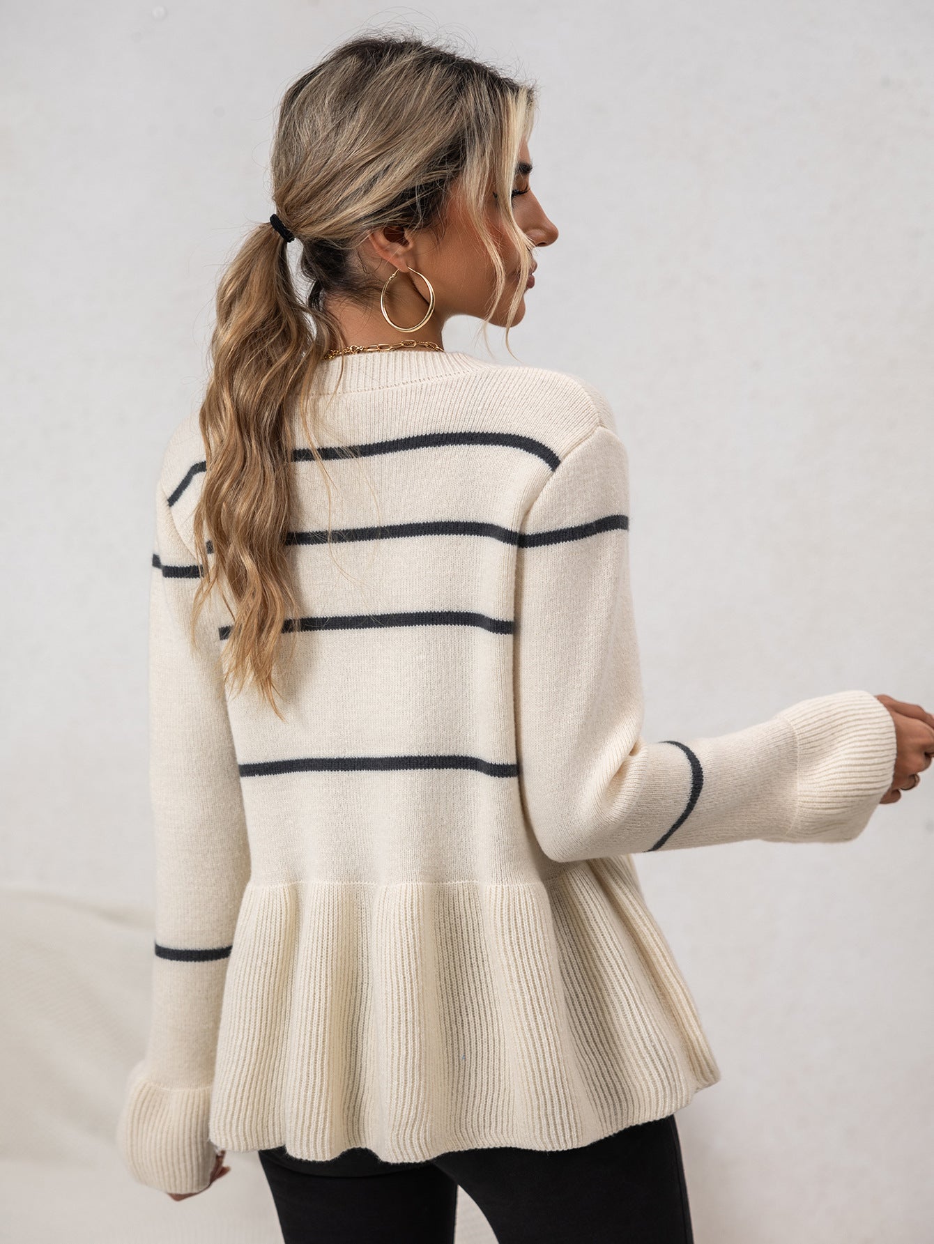 Mohaira Women’s Cardigan – Striped Knit Button-Up Cardigan