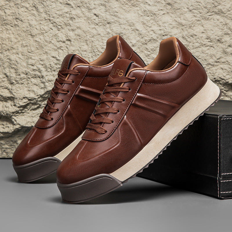 Vincent Genuine Leather Platform Sneakers – Retro Elevated Casual Sneakers