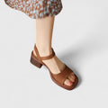 Parisian Elegance Square Toe Sandals – Breathable Synthetic Leather with Slim Straps 3