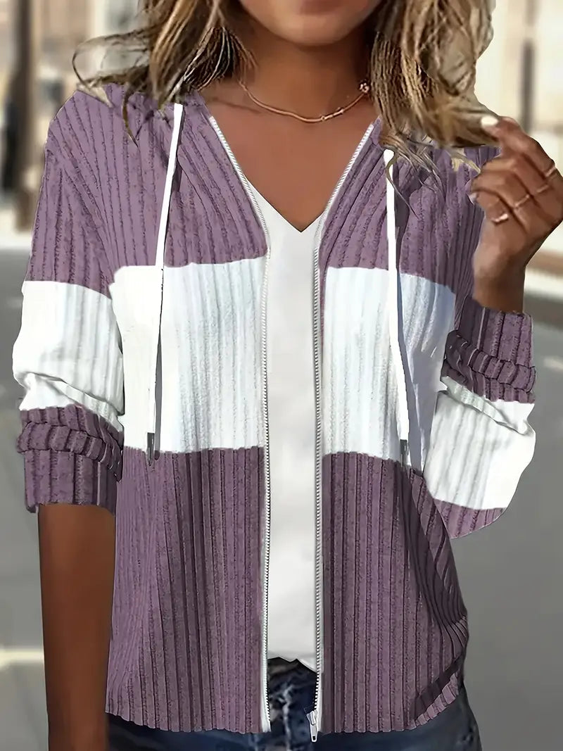 Portland Color Block Jacket – Soft Ribbed Knit with Relaxed Fit for Transitional Weather 2