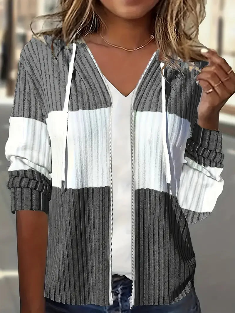 Portland Color Block Jacket – Soft Ribbed Knit with Relaxed Fit for Transitional Weather 3