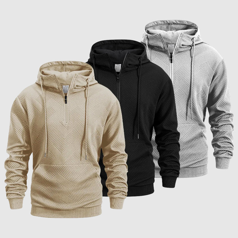 Cole Men’s Quarter-Zip Hoodie – Textured Knit for Casual Layering