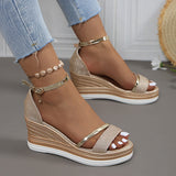Radiant Sparkle Wedge Sandals for Women – Cushioned Comfort & Ankle Strap Detail 0