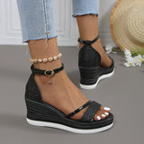Radiant Sparkle Wedge Sandals for Women – Cushioned Comfort & Ankle Strap Detail 2