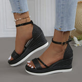 Radiant Sparkle Wedge Sandals for Women – Cushioned Comfort & Ankle Strap Detail 4