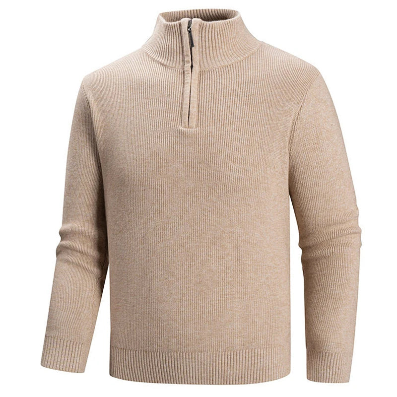 Rafael Men’s Ribbed Knit Half Zip Sweater – Slim Fit Pullover