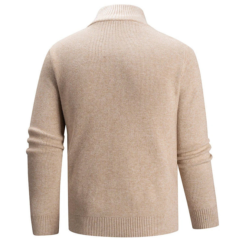 Rafael Men’s Ribbed Knit Half Zip Sweater – Slim Fit Pullover