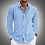 Sergio Long Sleeve Men's Linen Shirt – Lightweight Button Up for Casual Summer Layers