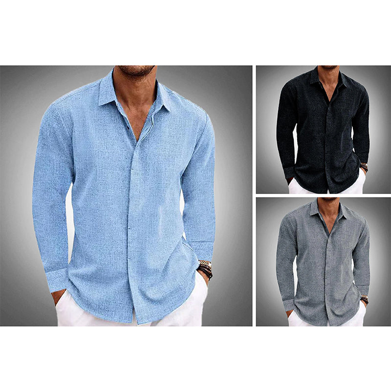 Sergio Long Sleeve Men's Linen Shirt – Lightweight Button Up for Casual Summer Layers