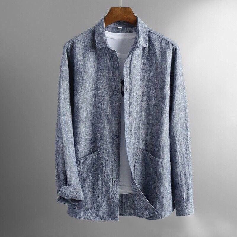 Jomar Steel Co-ord Set – Minimalist Long-Sleeve Shirt & Tailored Pants in Versatile Gray