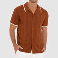 Mateo Knit Polo – Open‑Stitch Short‑Sleeve Polo with Contrast Trim