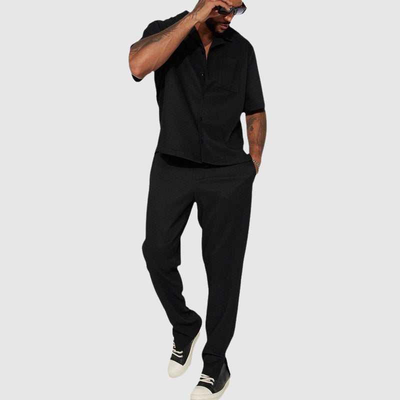 Marco Essential Set – Structured Men’s Co-ord with Luxe Texture and Tapered Fit