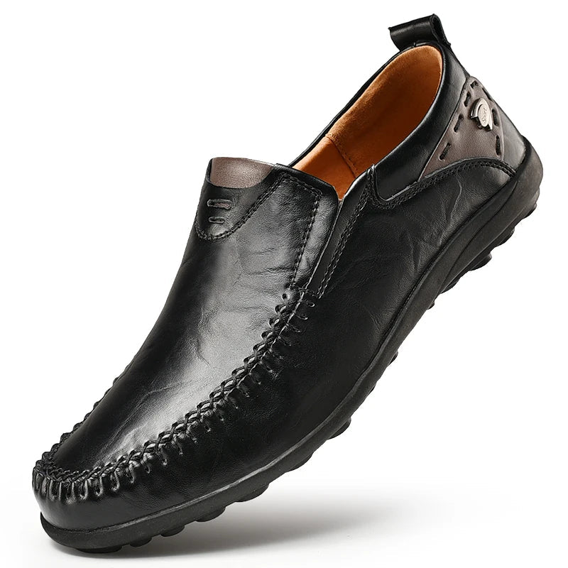 Steffano Slip-On Leather Loafers — Cushioned Minimalist Casual Dress Shoes