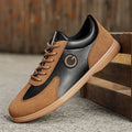 Gregory Genuine Leather Suede Trim Sneakers – Two-Tone Casual Sneakers