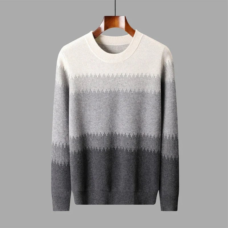 Nolan Men’s Wool Sweater – Ultra-Fine Knit with Tonal Gradient & Lightweight Fit Pullover