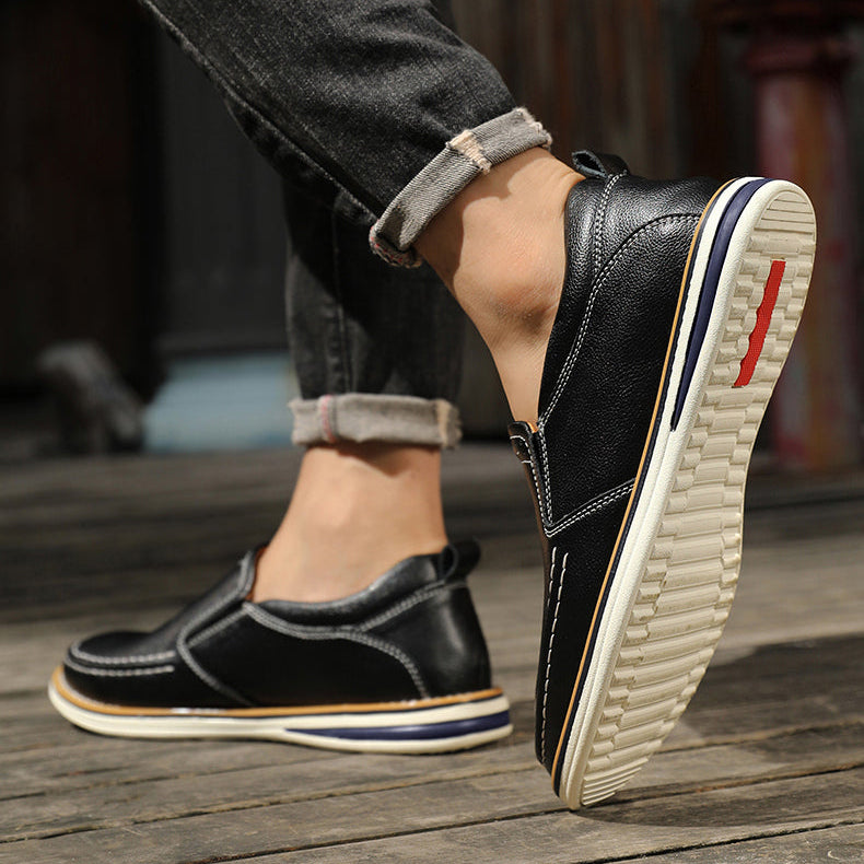 Elias Men’s Leather Loafers – Genuine Leather Slip-On with Cushioned Comfort