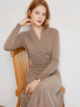 Geneva Cashmere V-Neck Wrap Dress
