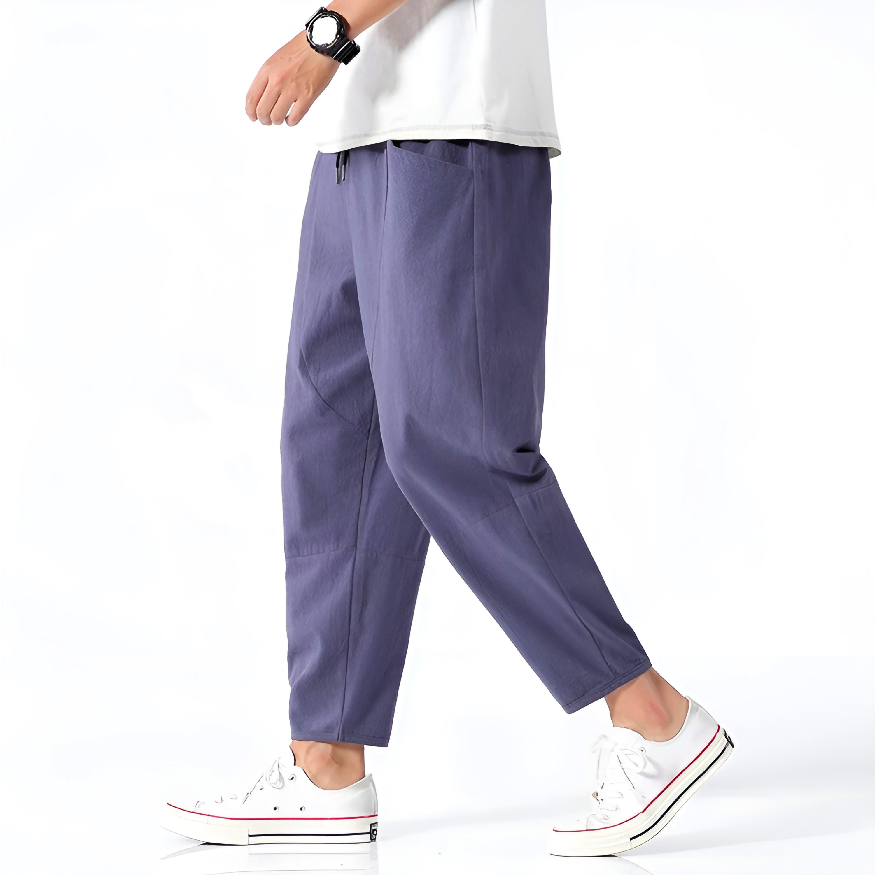 Santino Cropped Linen Pants – Men’s Slim Tapered Trousers for Warm Weather