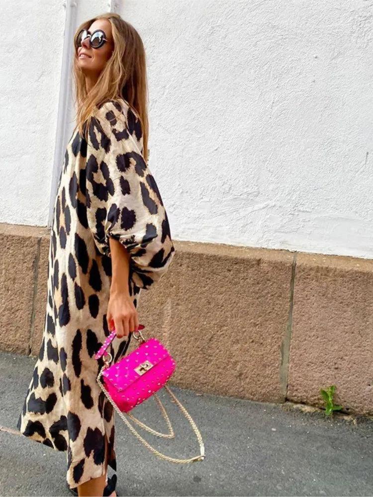 Lennon Leopard Glam Midi Dress