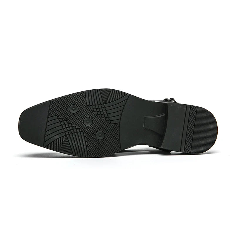 Camden Men’s Leather Loafers – Square-Toe Cutout Design with Slingback Strap