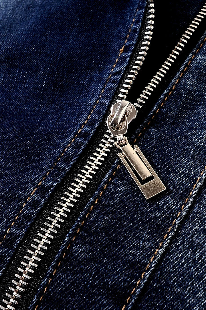 Marlene Women’s Denim Jacket – Slim Stretch Fit with Moto Collar