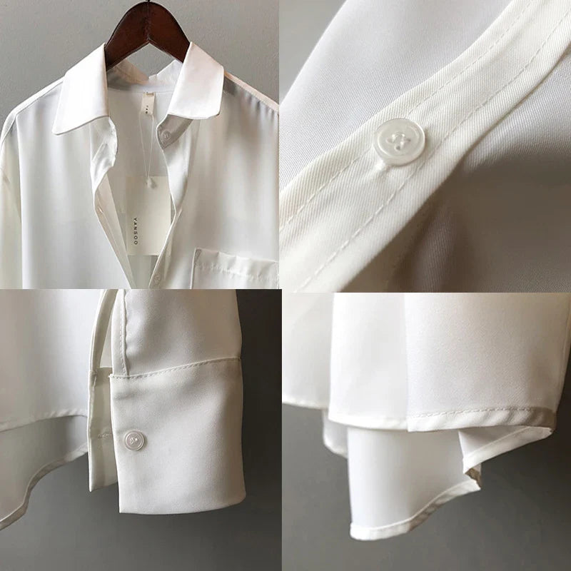 Giada Silk Drape Blouse – Lightweight Satin Shirt for Polished Everyday Looks