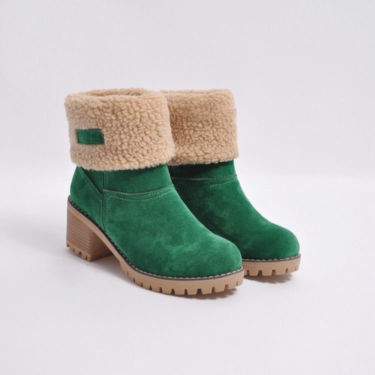 Avery Women’s Suede Ankle Boots – Plush Fur-Lined Block Heel