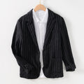 Wesley Men’s Linen Blazer –Organic Pinstripe Jacket with Classic Closure