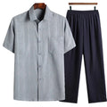 Marty Men’s Linen Two Piece Set – Lightweight Co-Ord with Button-Up Shirt & Elastic Waist Pants