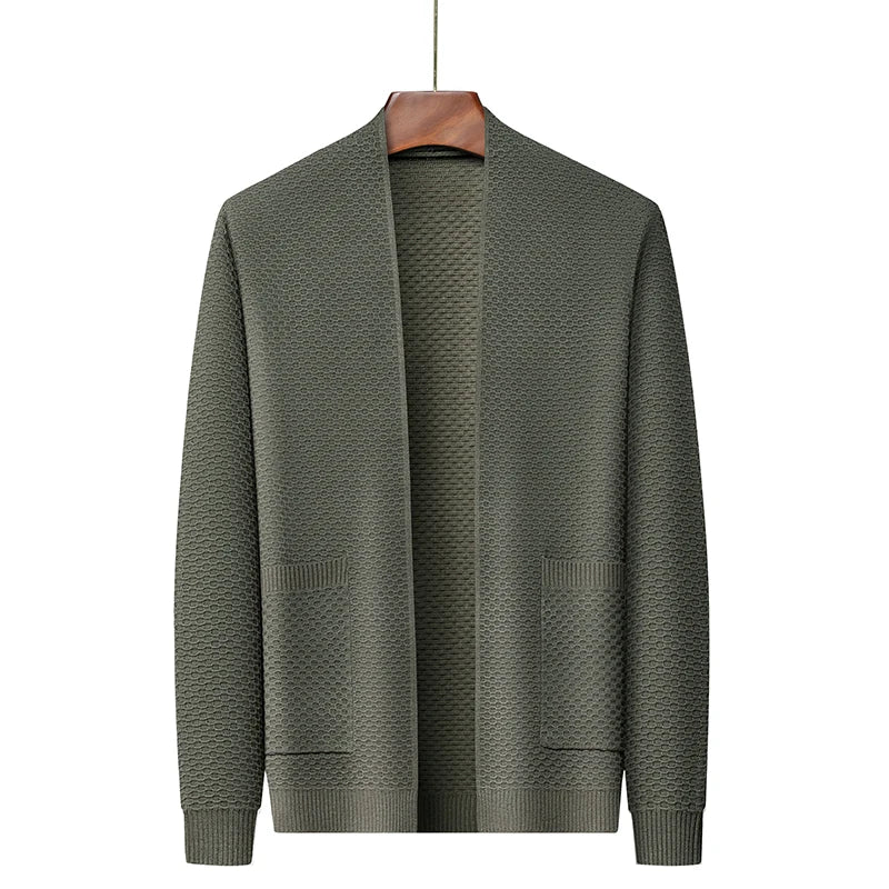 Inigo Men’s Jacquard Knit Cardigan – Soft Touch Embossed Cotton Cardigan
