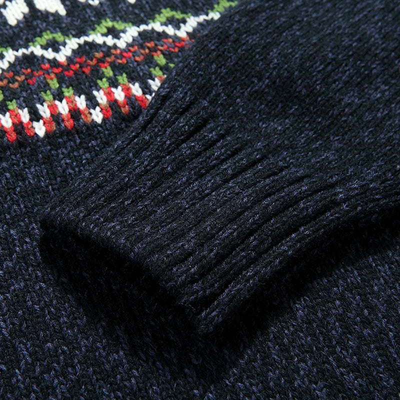 Cris Men's Christmas Sweater – Wool Knit Quarter-Zip Sweater