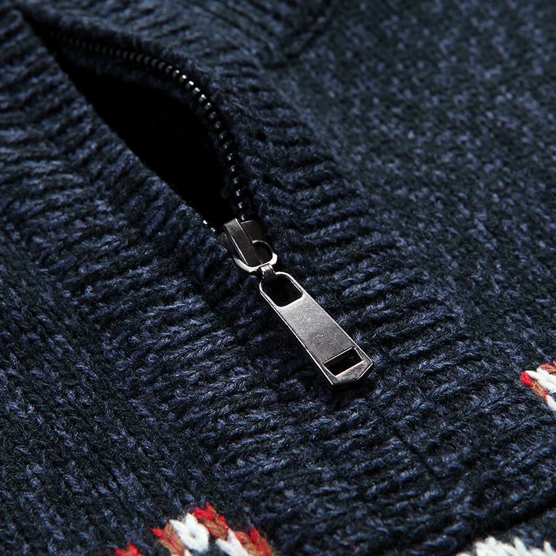 Cris Men's Christmas Sweater – Wool Knit Quarter-Zip Sweater