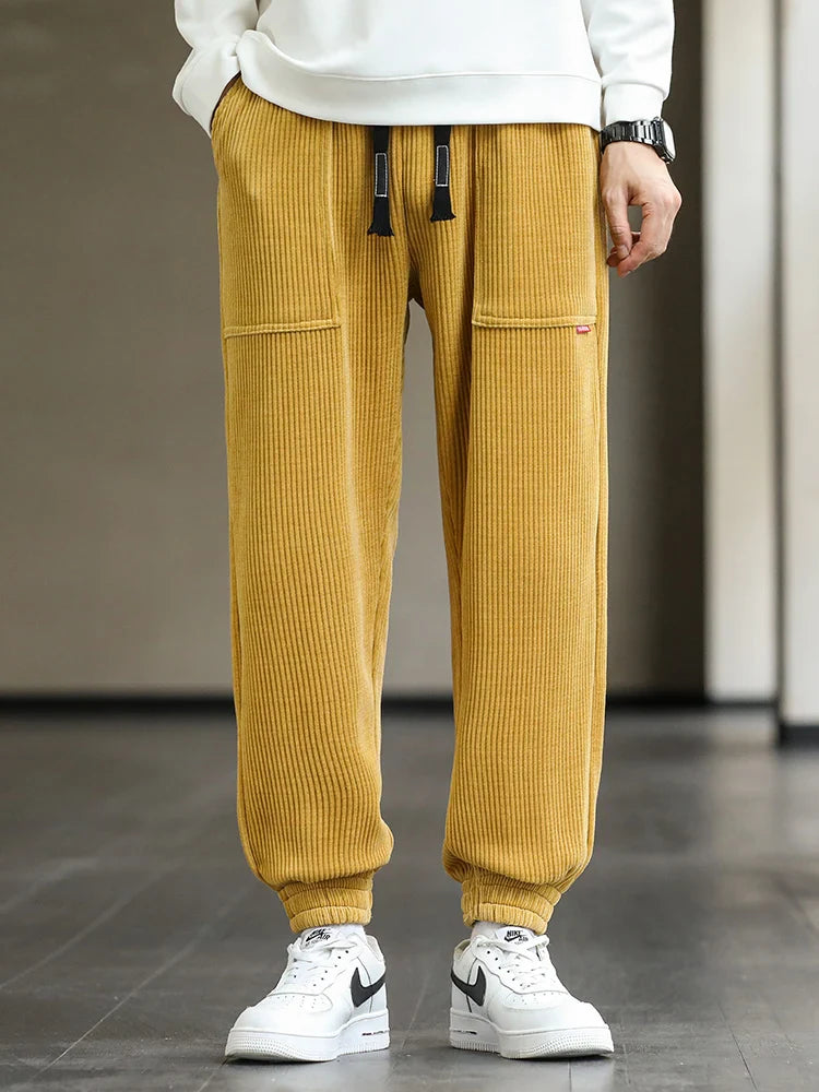 Lorenzo Corduroy Joggers – Tapered Soft-Touch Lounge Pants for Cold-Season Styling
