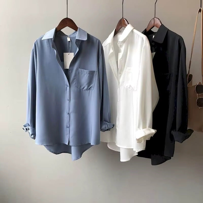 Giada Silk Drape Blouse – Lightweight Satin Shirt for Polished Everyday Looks