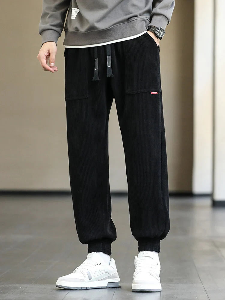 Lorenzo Corduroy Joggers – Tapered Soft-Touch Lounge Pants for Cold-Season Styling