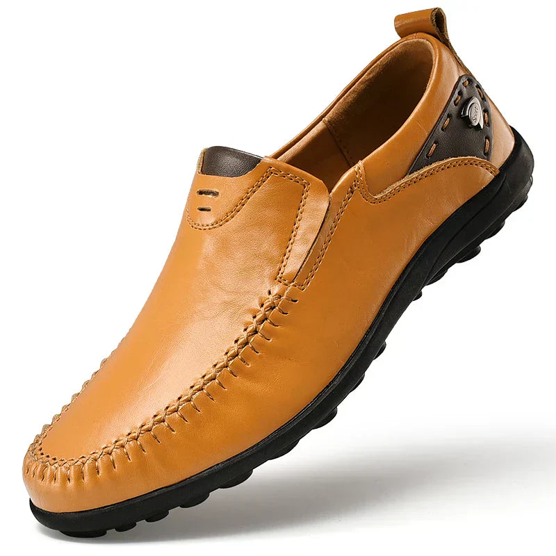 Steffano Slip-On Leather Loafers — Cushioned Minimalist Casual Dress Shoes