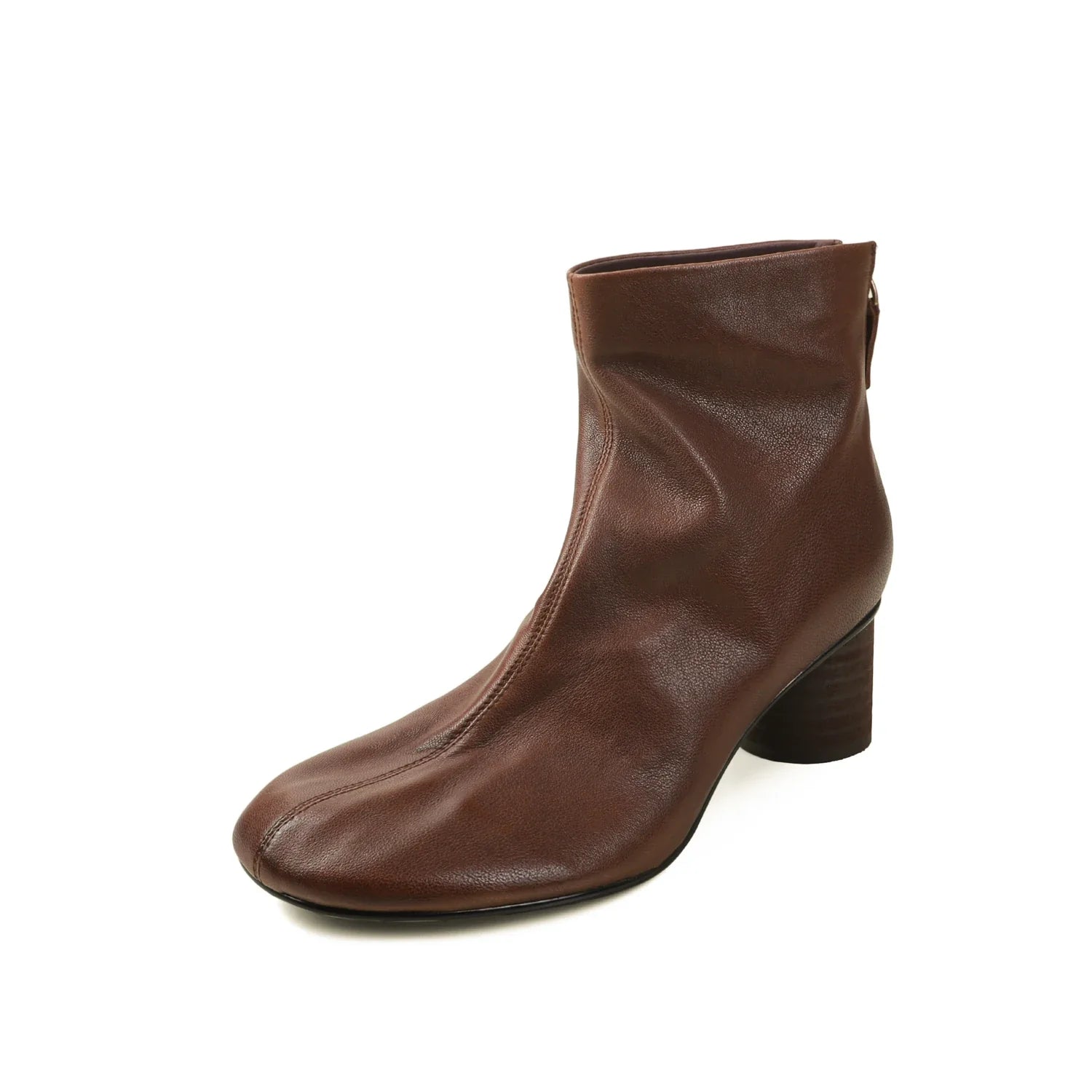 Ronora Women’s Leather Ankle Boots – Cushioned Block Heel Booties for All-Day Wear