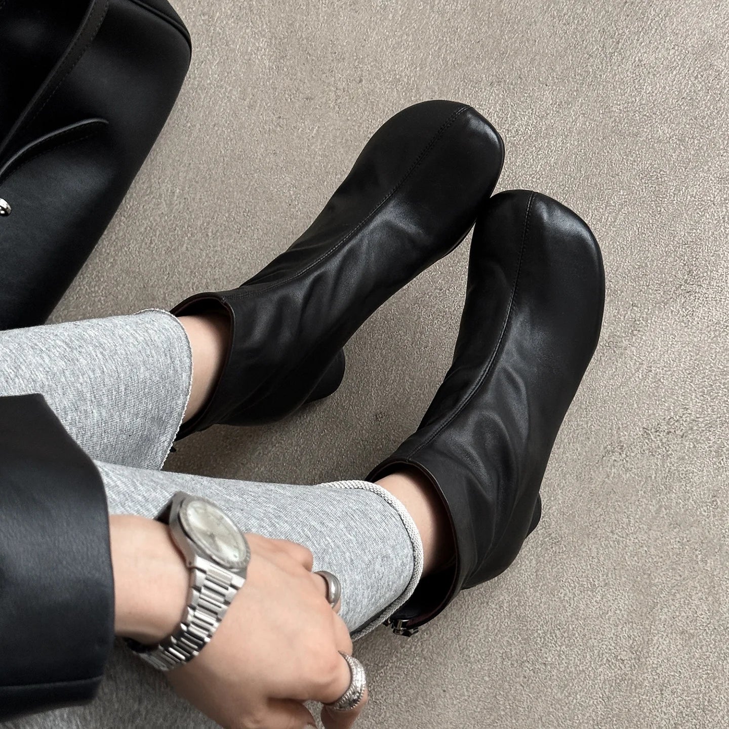 Ronora Women’s Leather Ankle Boots – Cushioned Block Heel Booties for All-Day Wear