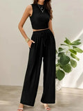 Valentina Two-Piece Set – Sleeveless Top & Wide-Leg Pants