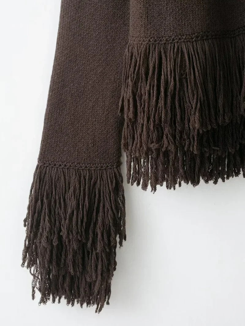 Carina Women’s Cardigan – Fringe Style Structured Knit Cardigan