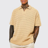 Mason Wave Knit Polo – Lightweight Cotton‑Blend Polo with Refined Open Collar
