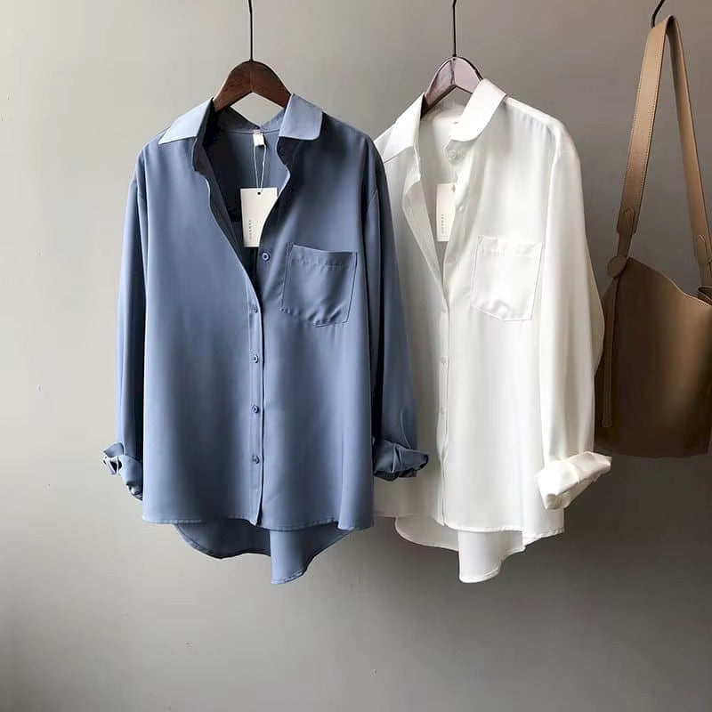 Giada Silk Drape Blouse – Lightweight Satin Shirt for Polished Everyday Looks