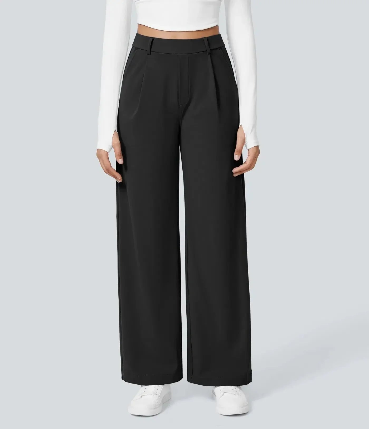 Valencia Women’s Wide-Leg Trousers – High-Waist Pleated Pants with All-Season Comfort